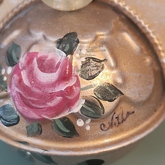 Metal Angel Jingle Bell Christmas Ornament Hand Painted Signed - Picture 2 of 7